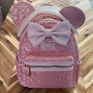 Loungefly Disney Pink Sequin Bow Backpack